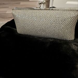 Bella Collection – Silver Sparkles of Crystals/Silver Metal Clutch/Evening Bag
